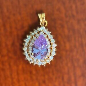 Teardrop Purple Crystal and Rhinestone Fashion Slider